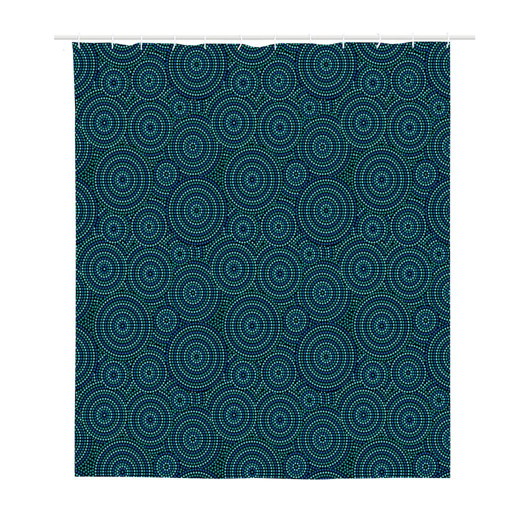 Blue Aboriginal Dot Pattern Print Polyester Shower Curtain