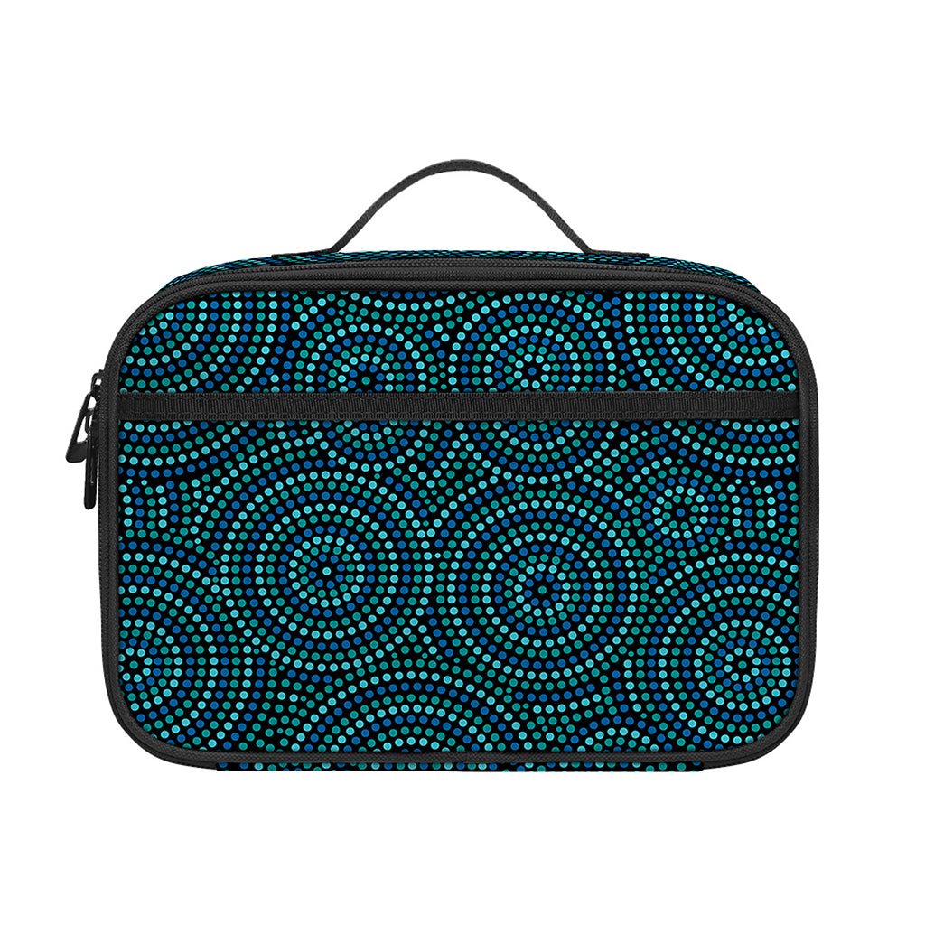 Blue Aboriginal Dot Pattern Print Portable Lunch Bag