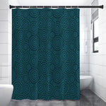 Blue Aboriginal Dot Pattern Print Premium Shower Curtain