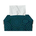 Blue Aboriginal Dot Pattern Print Rectangle Tissue Box Cover