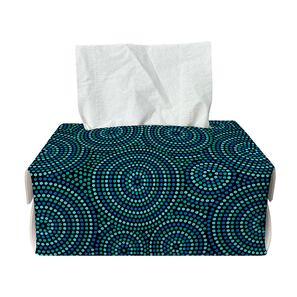 Blue Aboriginal Dot Pattern Print Rectangle Tissue Box Cover