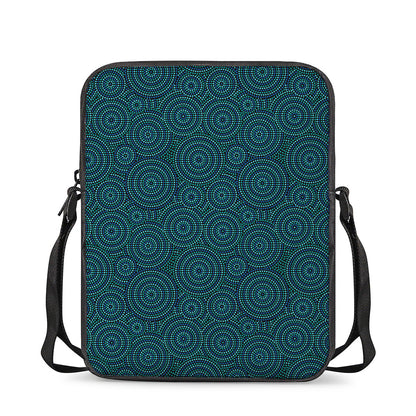 Blue Aboriginal Dot Pattern Print Rectangular Crossbody Bag