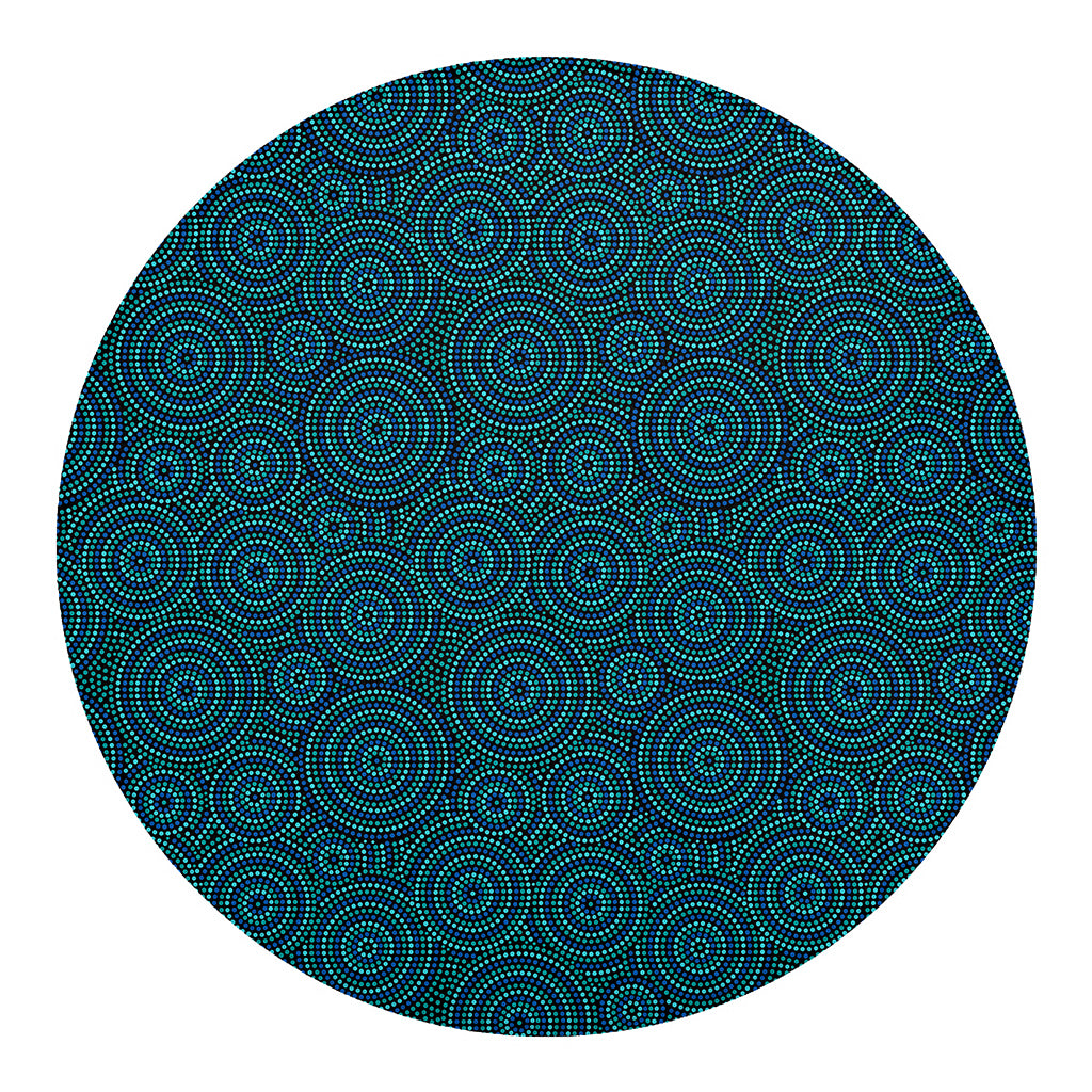 Blue Aboriginal Dot Pattern Print Round Blanket