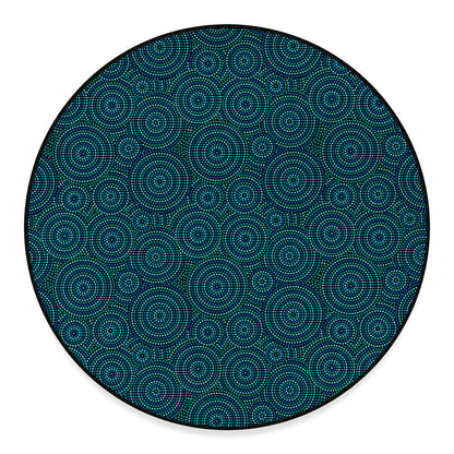 Blue Aboriginal Dot Pattern Print Round Floor Mat