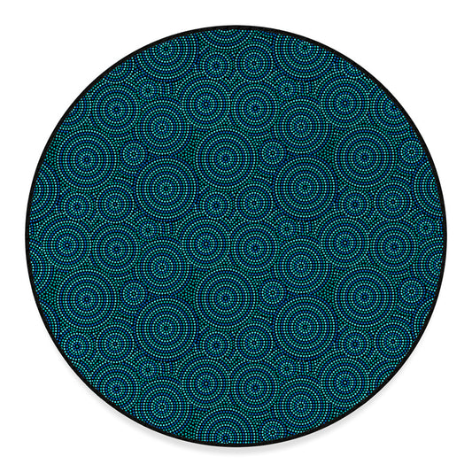 Blue Aboriginal Dot Pattern Print Round Floor Mat