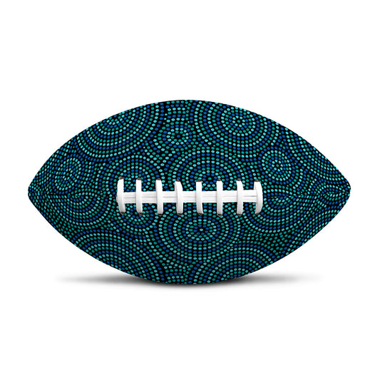 Blue Aboriginal Dot Pattern Print Rugby Ball