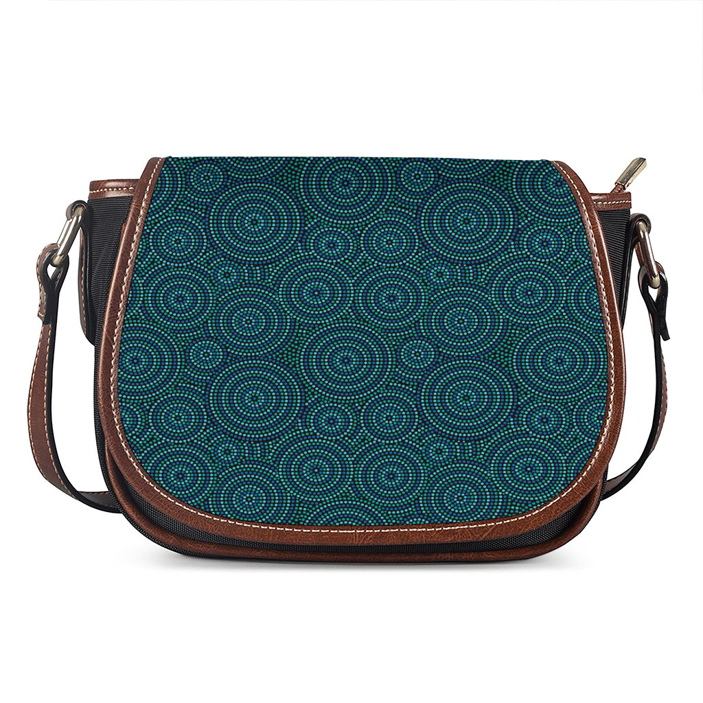 Blue Aboriginal Dot Pattern Print Saddle Bag