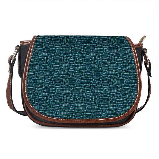 Blue Aboriginal Dot Pattern Print Saddle Bag