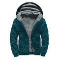 Blue Aboriginal Dot Pattern Print Sherpa Lined Zip Up Hoodie