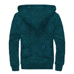 Blue Aboriginal Dot Pattern Print Sherpa Lined Zip Up Hoodie