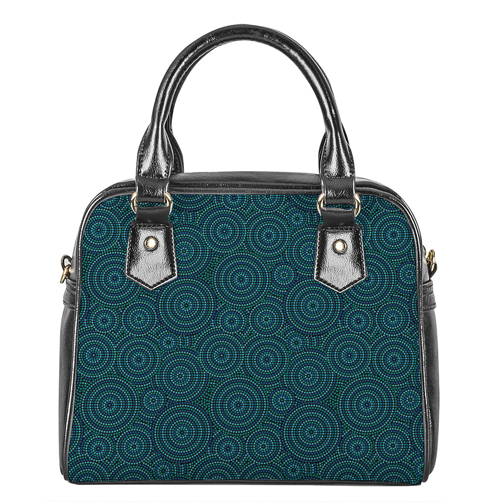 Blue Aboriginal Dot Pattern Print Shoulder Handbag