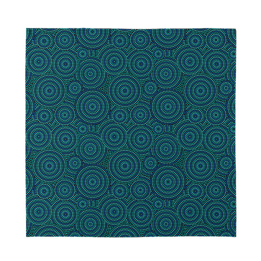 Blue Aboriginal Dot Pattern Print Silk Bandana