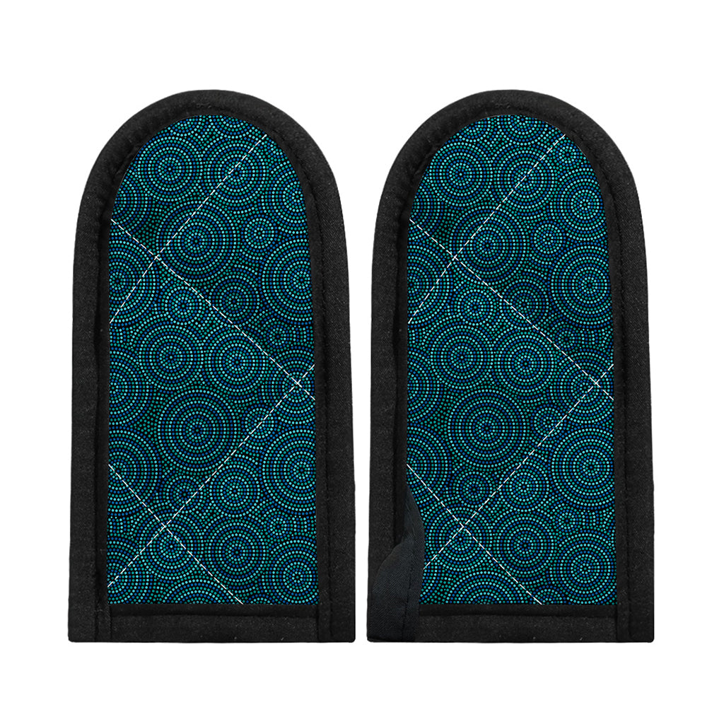 Blue Aboriginal Dot Pattern Print Skillet Handle Cover