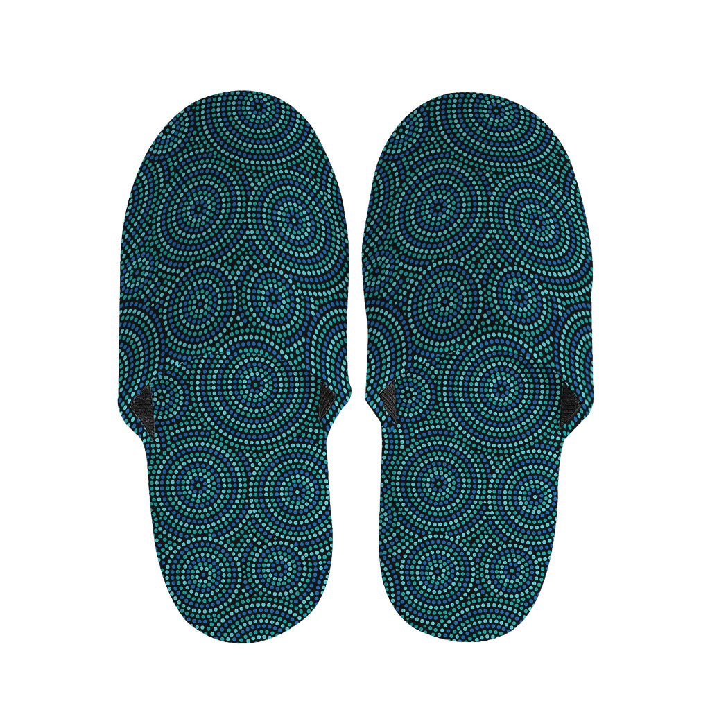 Blue Aboriginal Dot Pattern Print Slippers