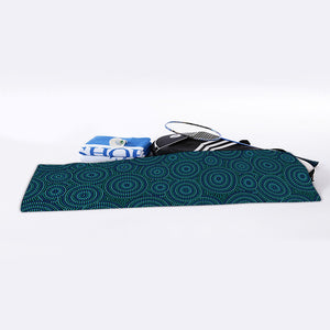 Blue Aboriginal Dot Pattern Print Sports Towel