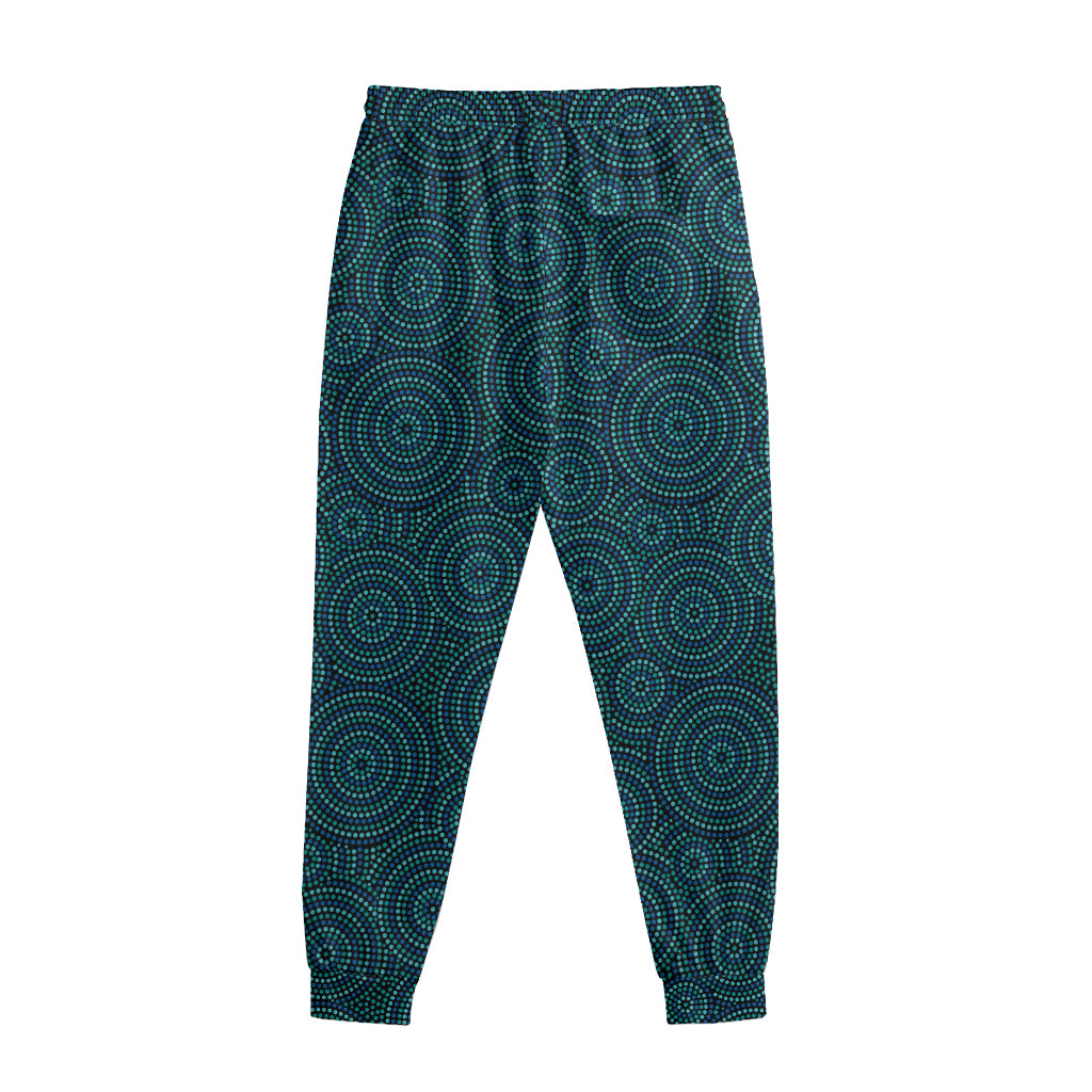 Blue Aboriginal Dot Pattern Print Sweatpants