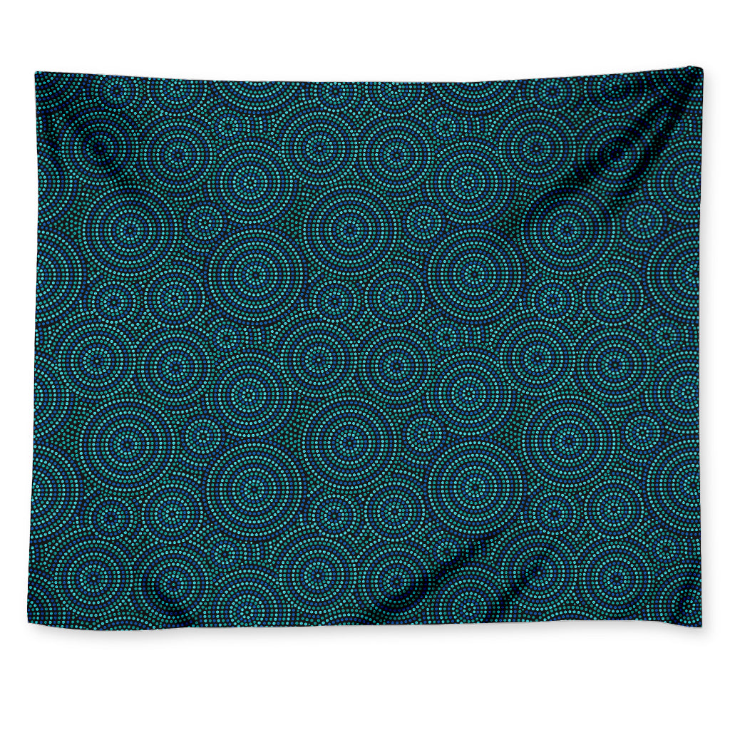 Blue Aboriginal Dot Pattern Print Tapestry