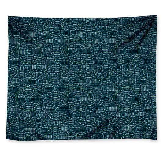 Blue Aboriginal Dot Pattern Print Tapestry