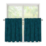 Blue Aboriginal Dot Pattern Print Tier Curtains