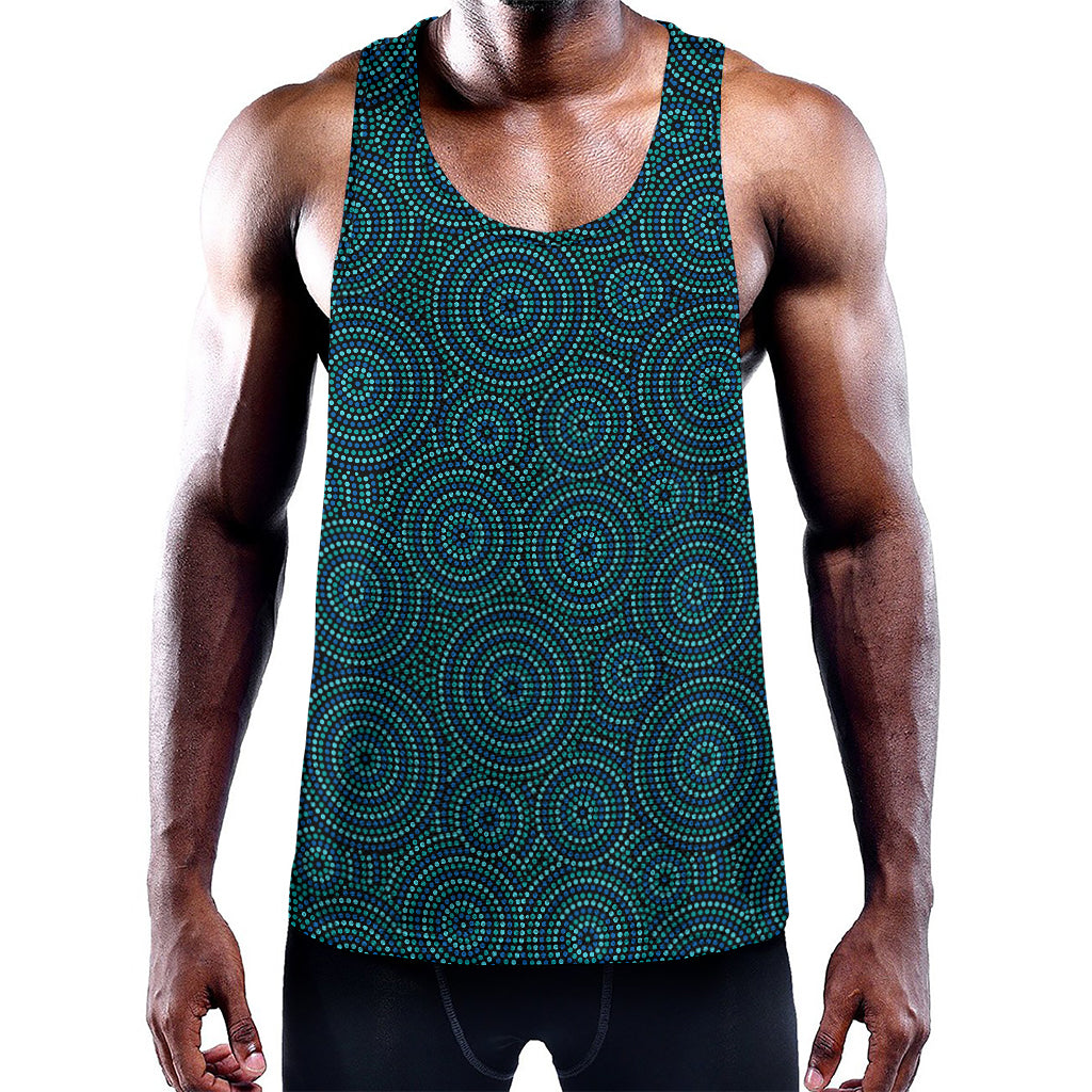 Blue Aboriginal Dot Pattern Print Training Tank Top
