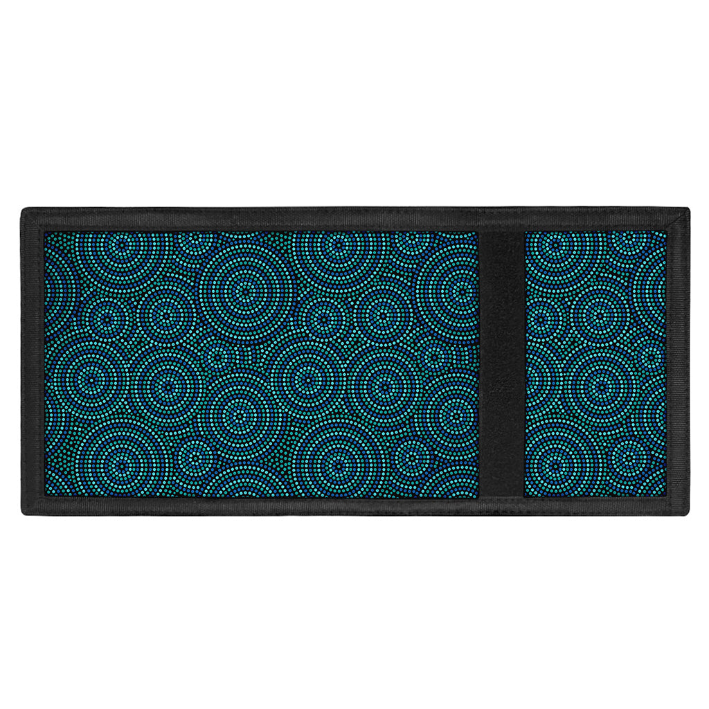 Blue Aboriginal Dot Pattern Print Trifold Wallet