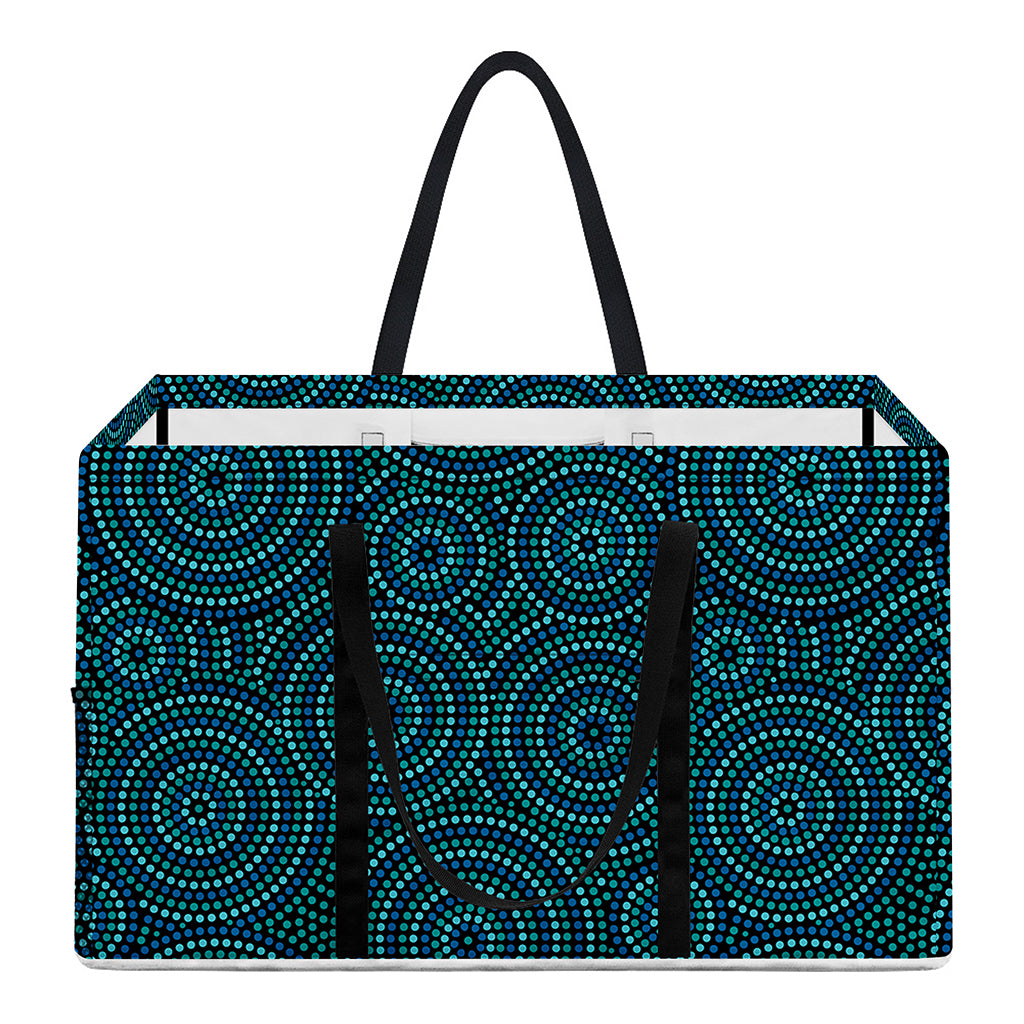 Blue Aboriginal Dot Pattern Print Utility Tote Bag