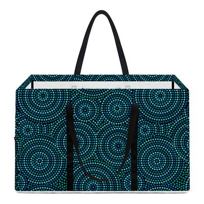 Blue Aboriginal Dot Pattern Print Utility Tote Bag