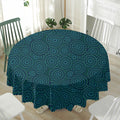 Blue Aboriginal Dot Pattern Print Waterproof Round Tablecloth