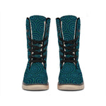 Blue Aboriginal Dot Pattern Print Winter Boots