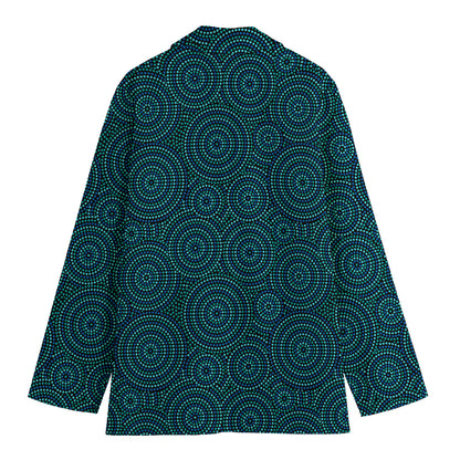 Blue Aboriginal Dot Pattern Print Women's Blazer