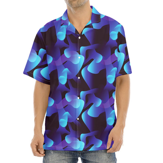 Blue Abstract Spirit Print Aloha Shirt