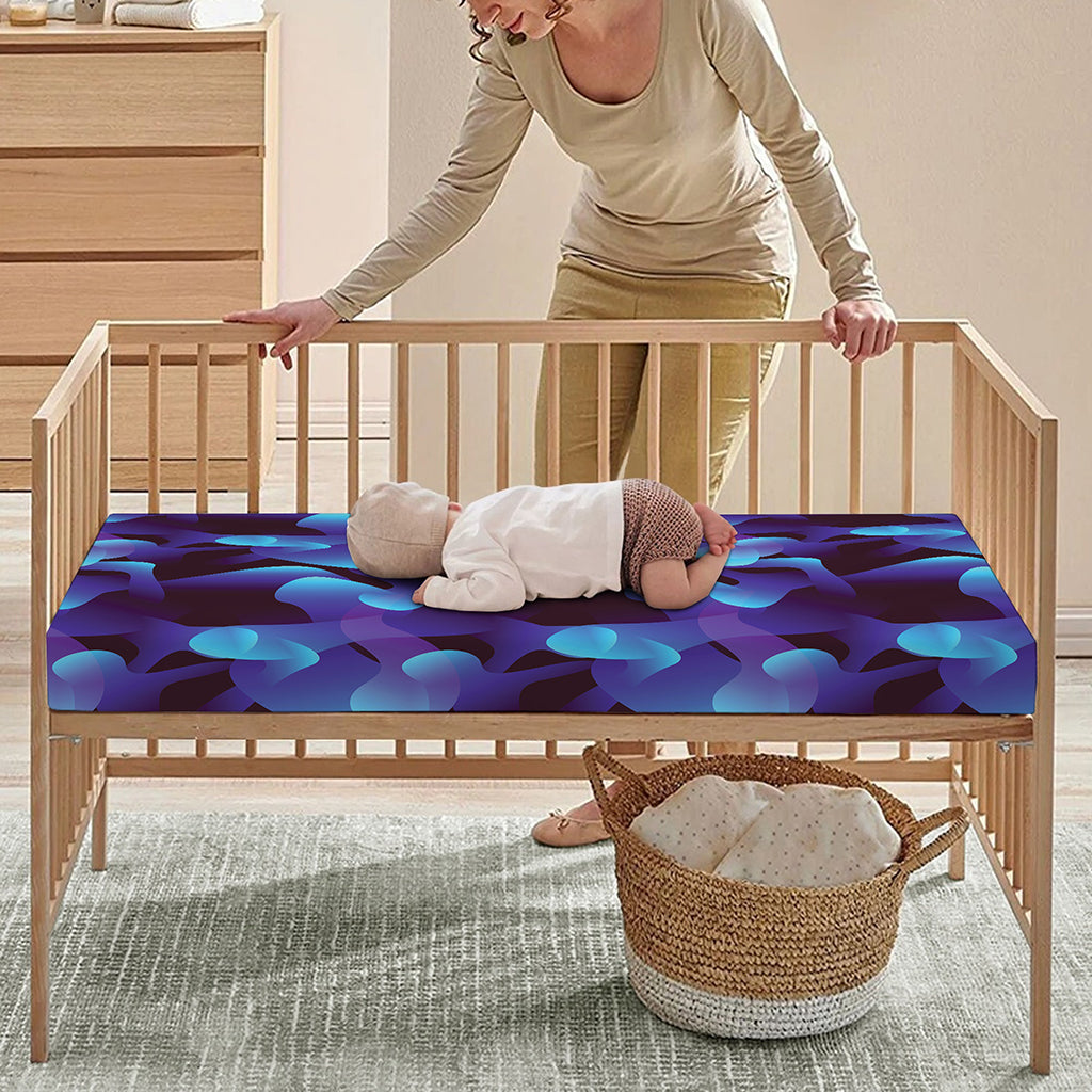 Blue Abstract Spirit Print Baby Crib Sheet