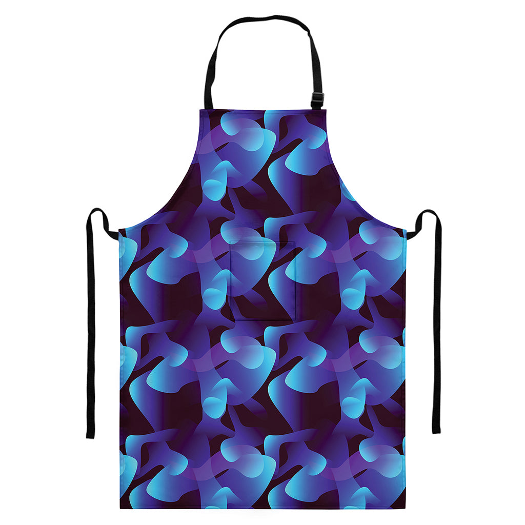 Blue Abstract Spirit Print Bib Apron With Pocket