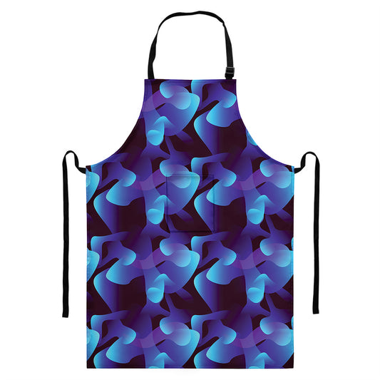 Blue Abstract Spirit Print Bib Apron With Pocket