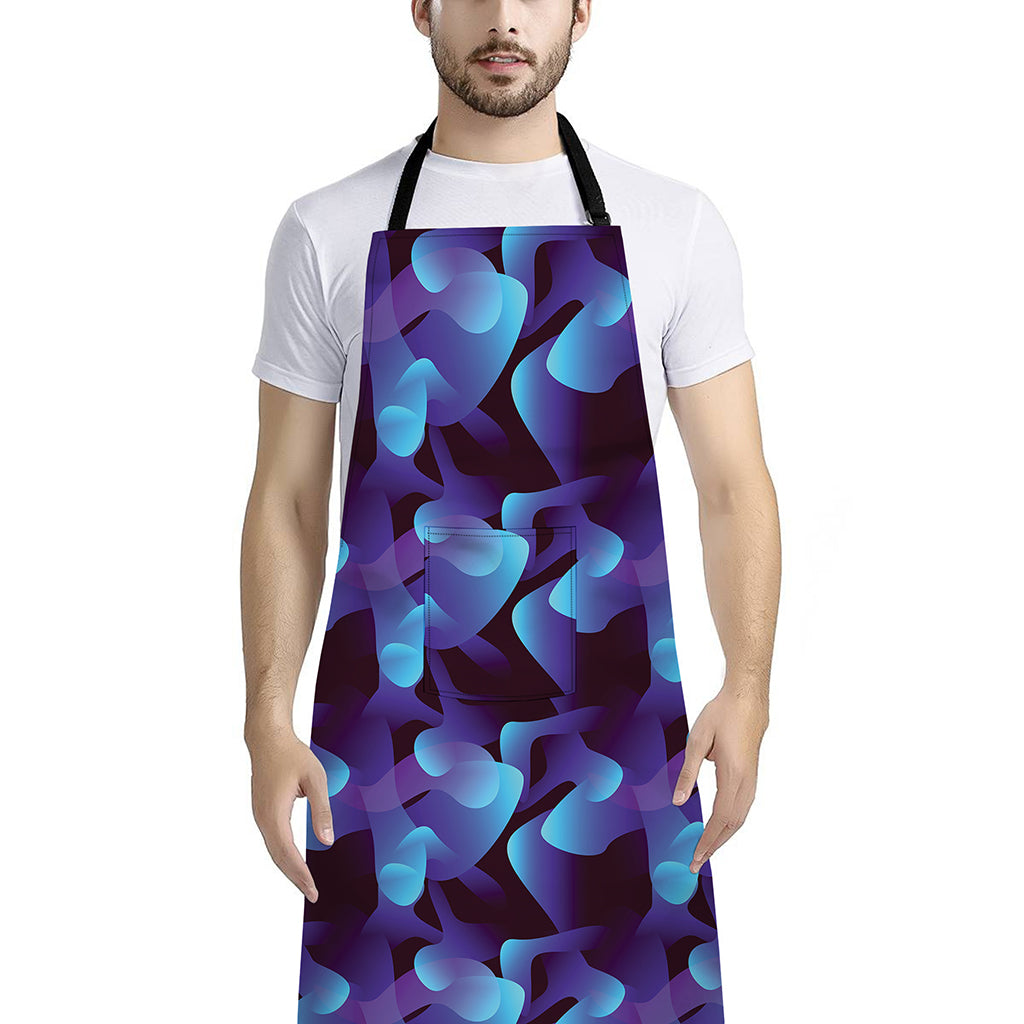 Blue Abstract Spirit Print Bib Apron With Pocket