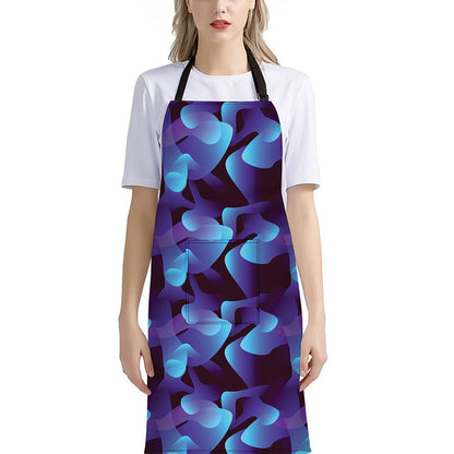 Blue Abstract Spirit Print Bib Apron With Pocket
