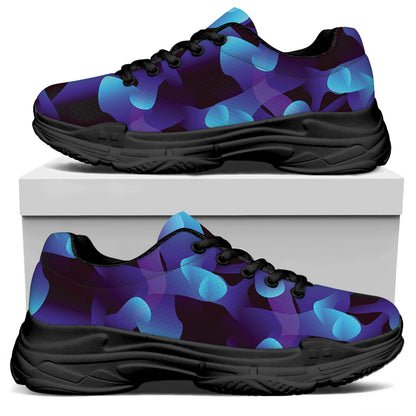Blue Abstract Spirit Print Black Chunky Shoes