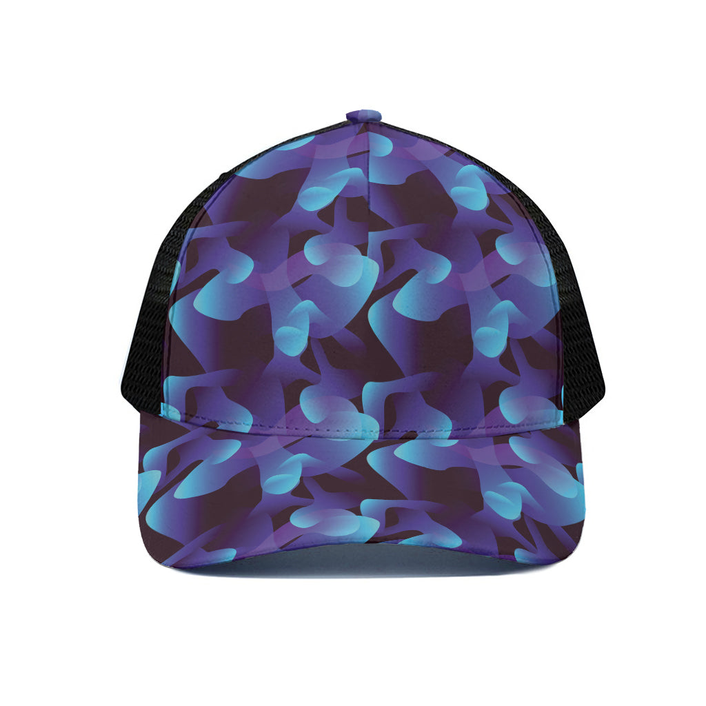 Blue Abstract Spirit Print Black Mesh Trucker Cap