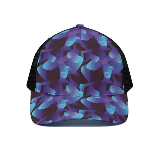 Blue Abstract Spirit Print Black Mesh Trucker Cap