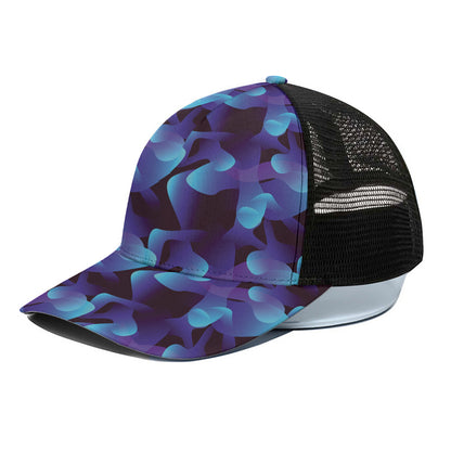Blue Abstract Spirit Print Black Mesh Trucker Cap