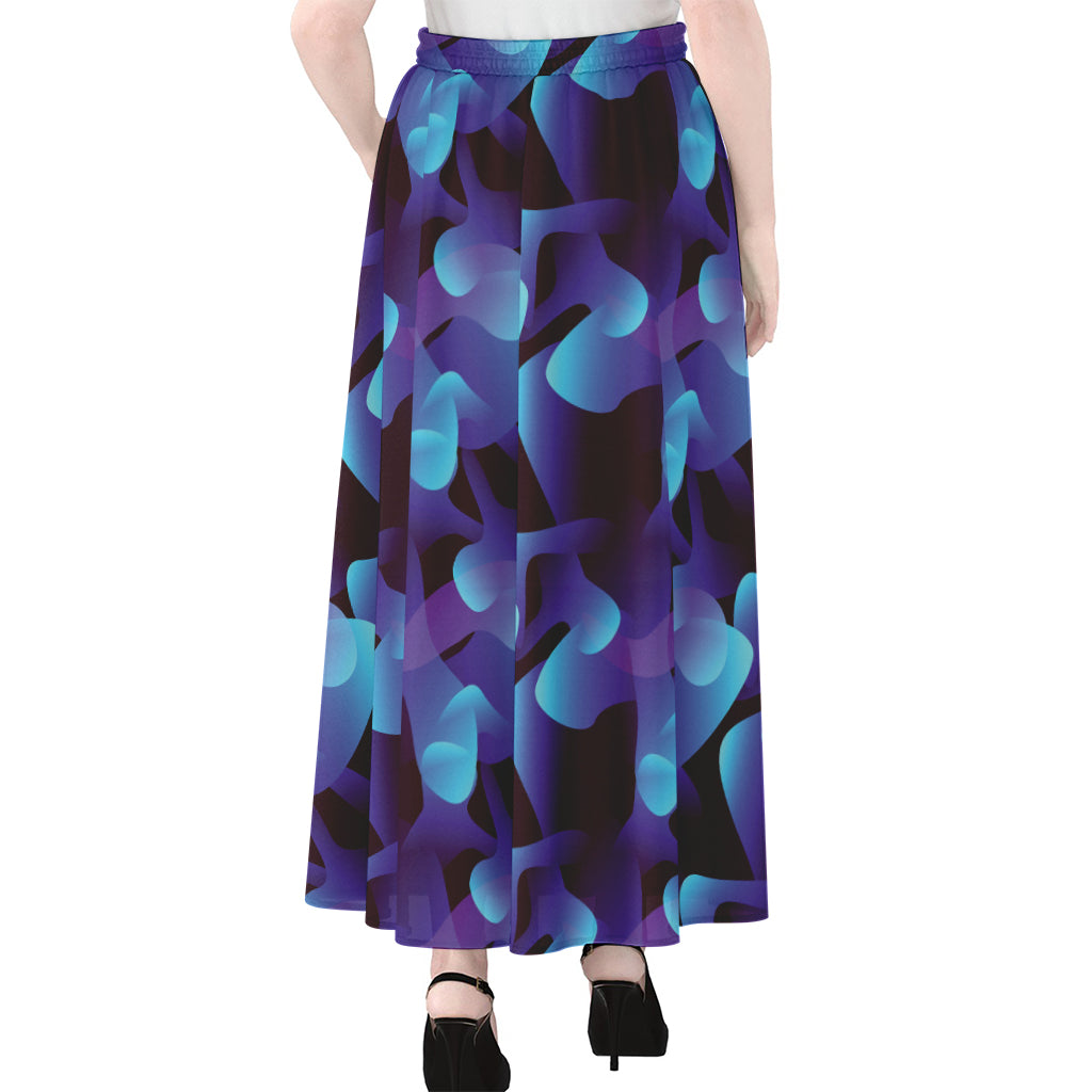 Blue Abstract Spirit Print Chiffon Maxi Skirt