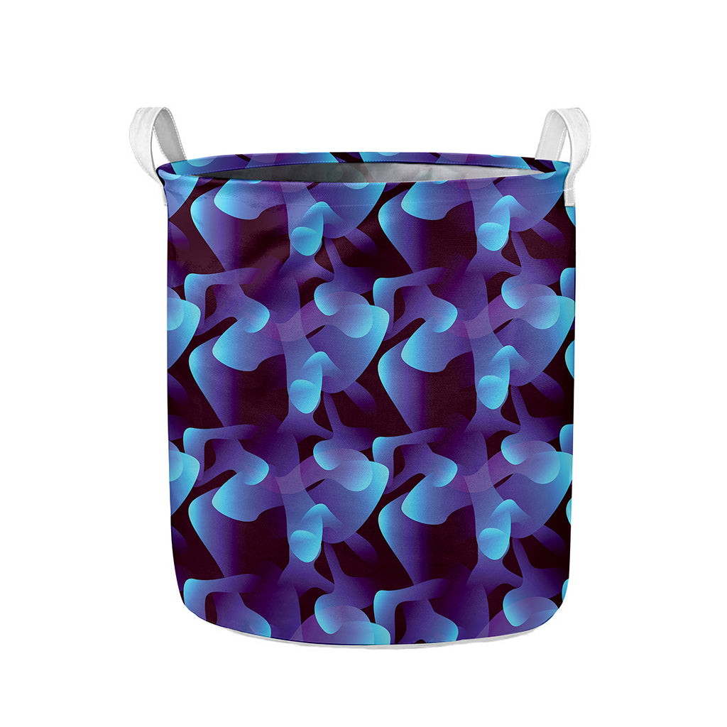 Blue Abstract Spirit Print Collapsible Laundry Basket