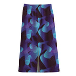 Blue Abstract Spirit Print Cotton Front Slit Maxi Skirt
