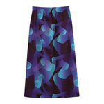 Blue Abstract Spirit Print Cotton Front Slit Maxi Skirt