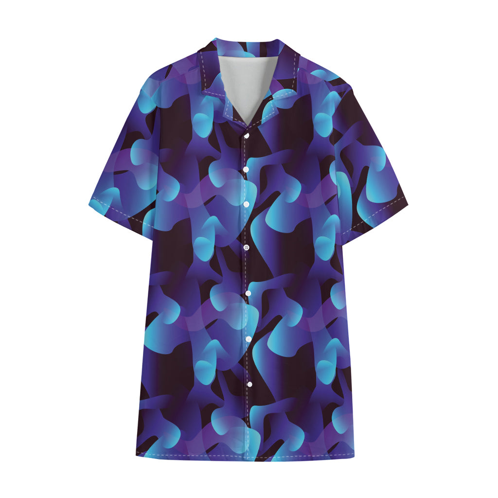 Blue Abstract Spirit Print Cotton Hawaiian Shirt