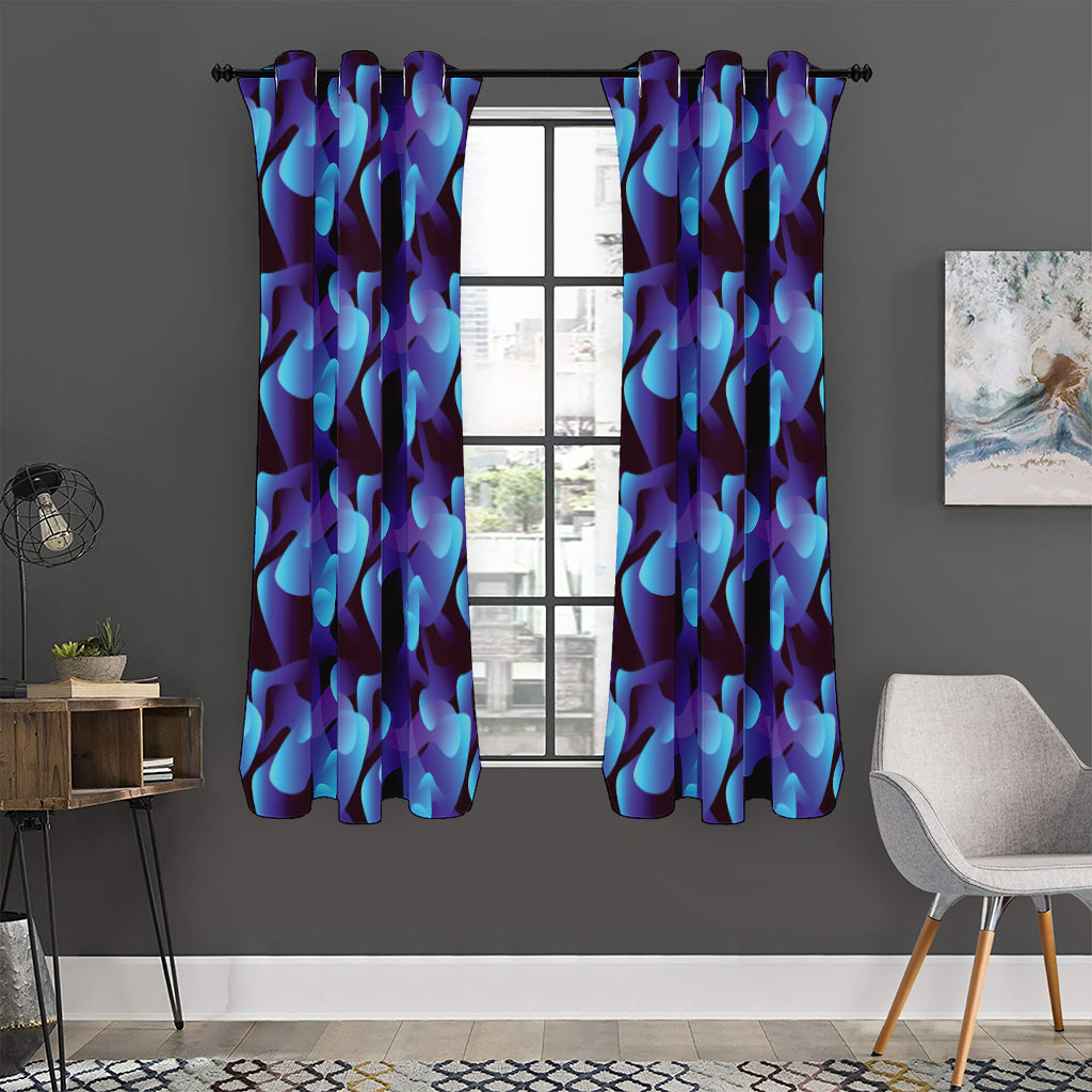 Blue Abstract Spirit Print Curtain