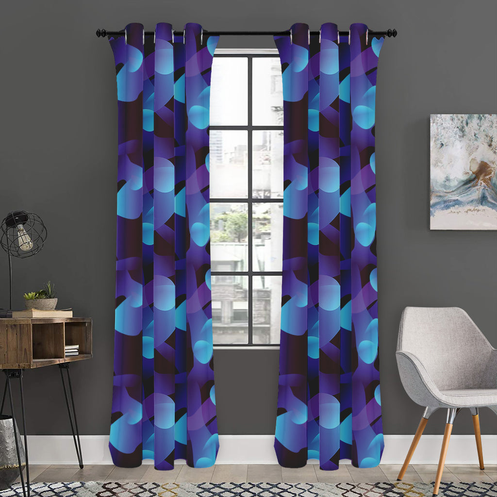 Blue Abstract Spirit Print Curtain