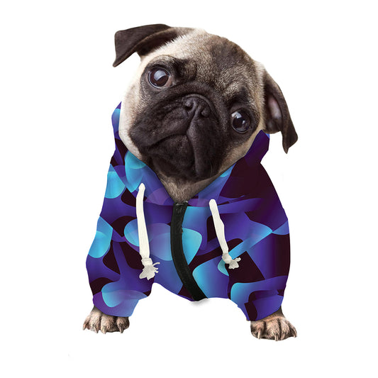 Blue Abstract Spirit Print Dog Zip Up Hoodie