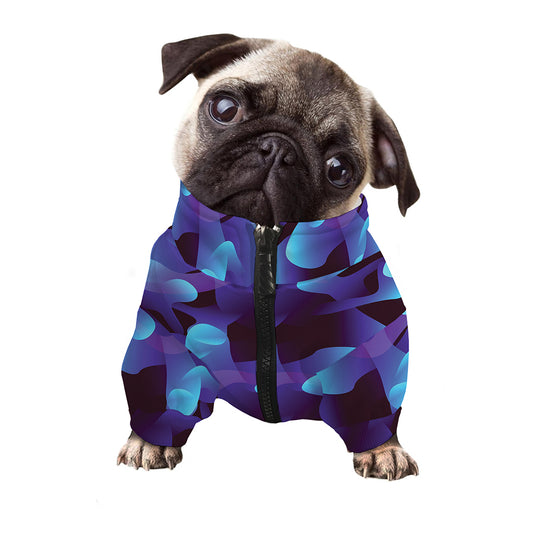 Blue Abstract Spirit Print Dog Zip Up Jacket