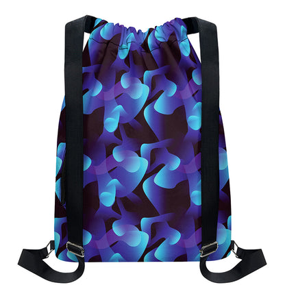 Blue Abstract Spirit Print Drawstring Backpack
